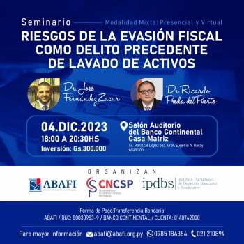 Se realizará Seminario sobre Riesgos de Evasión Fiscal